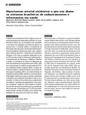 Hipertensão arterial sistêmica: o que nos dizem os sistemas brasileiros de cadastramentos e informações em saúde / Systemic Arterial Hypertension: what do brazilian register and information systems say