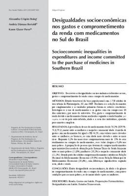 Socioeconomic inequalities in expenditures and income committed to the purchase of medicines in Southern Brazil