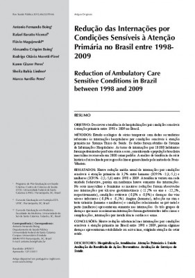 eduction of ambulatory care sensitive conditions in Brazil between 1998 and 2009