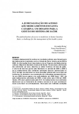 A judicialização do acesso aos medicamentos em Santa Catarina: um desafio para a gestão do sistema de saúde